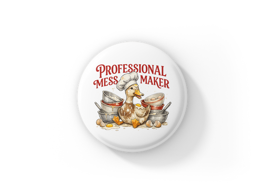 Professional Mess Maker Pin Back Button, Magnet