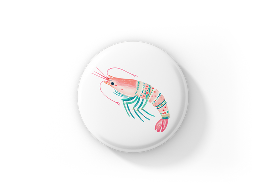 Floral Purple Crab Pin Back Button, Magnet