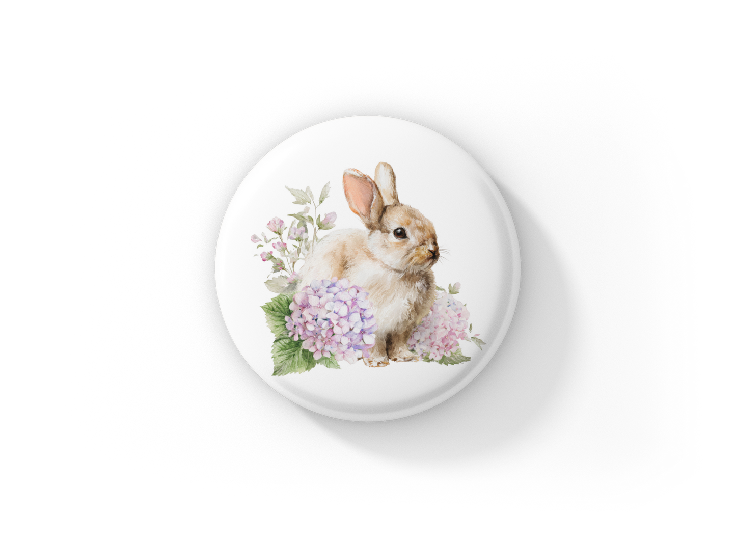 Floral Bunny 3 Pin Back Button, Magnet