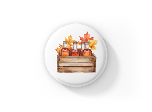 Maple Syrup Pin Back Button, Magnet