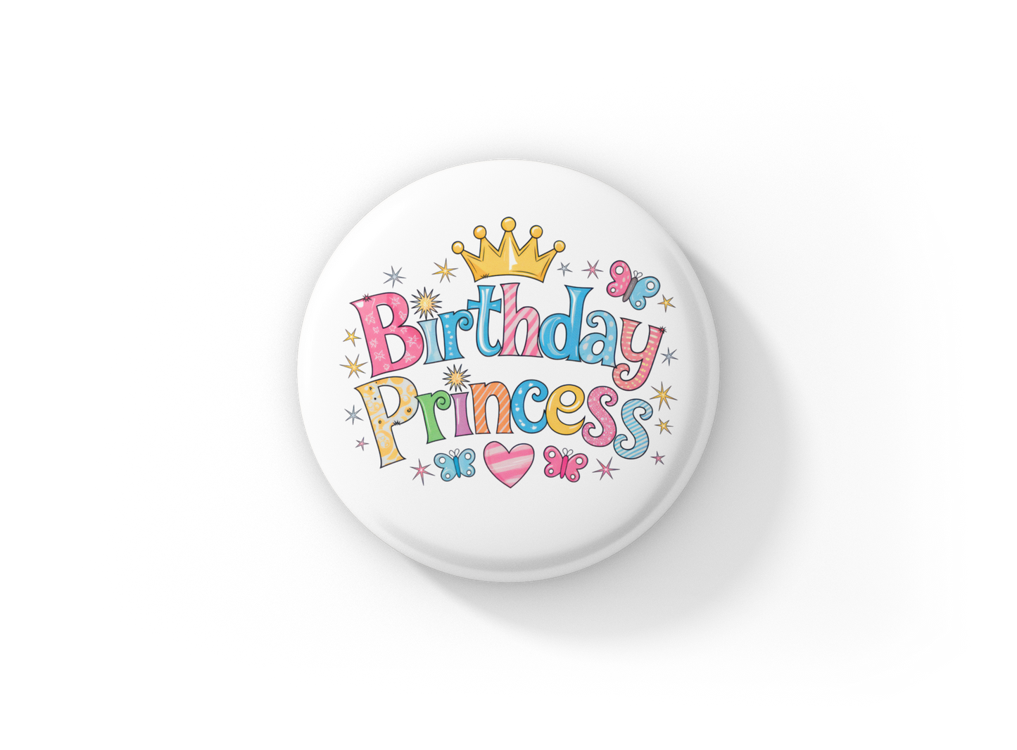 Birthday Princess Truck Pin Back Button, Magnet