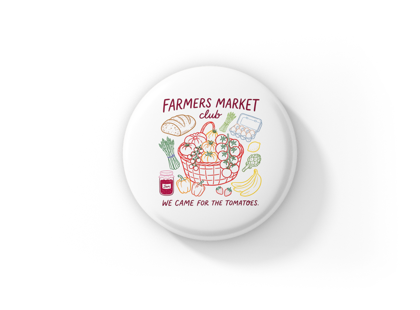 Farmers Market Club Pin Back Button, Magnet