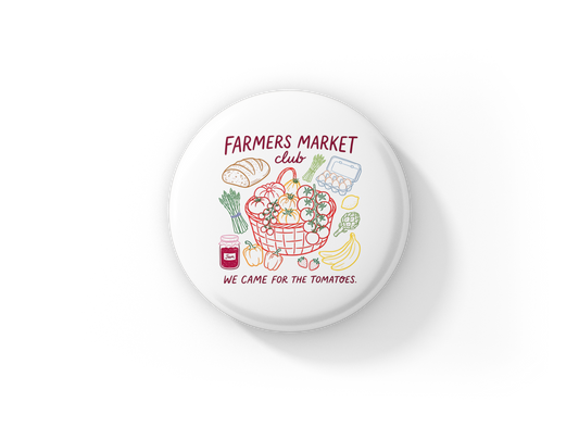 Farmers Market Club Pin Back Button, Magnet