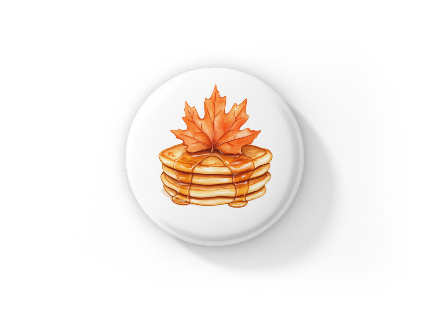 Pancakes Maple Leaf Pin Back Button, Magnet