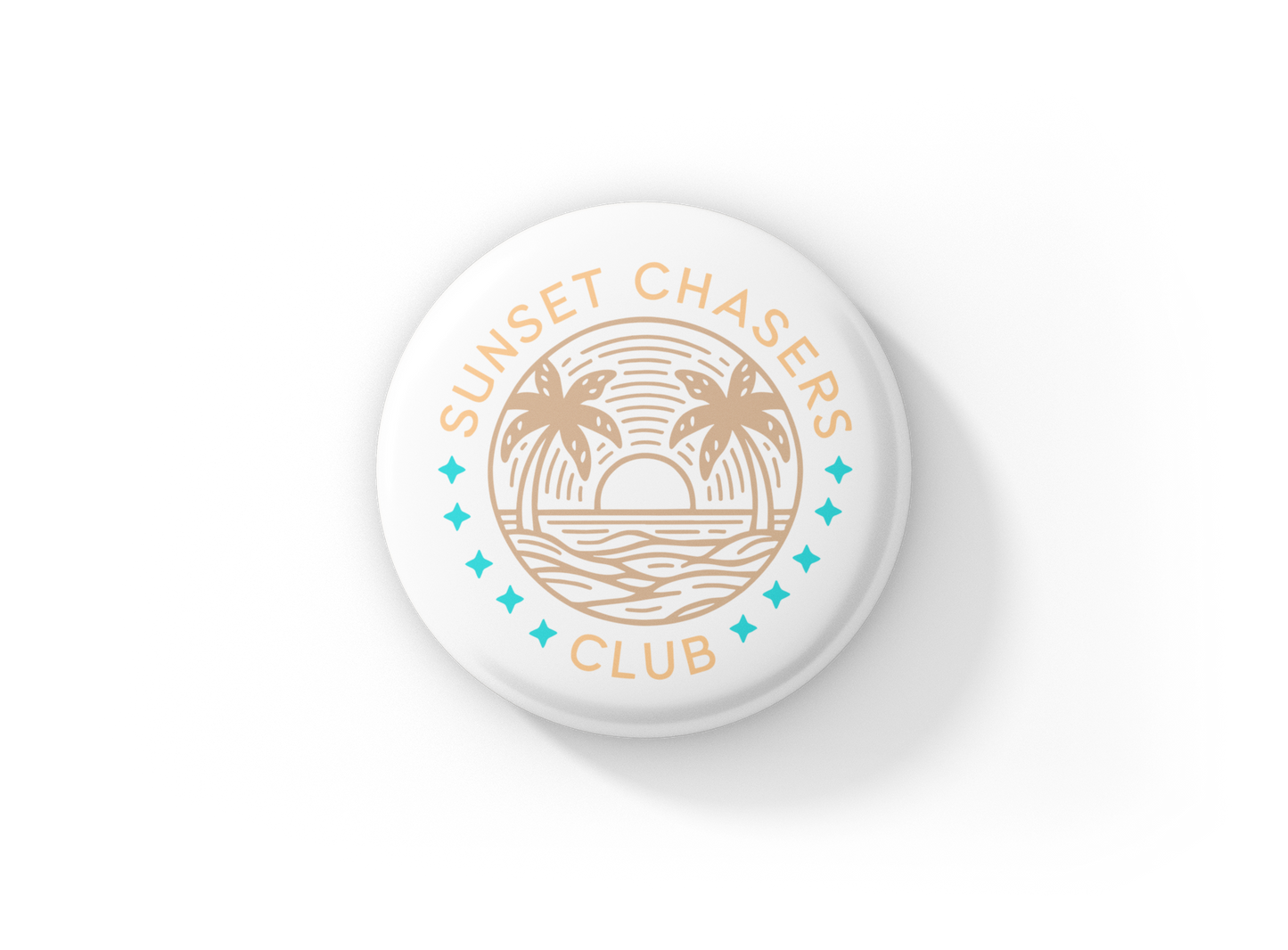 Sunset Chasers Club Pin Back Button, Magnet