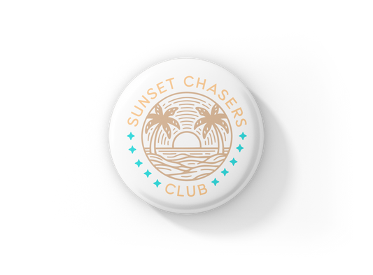 Sunset Chasers Club Pin Back Button, Magnet