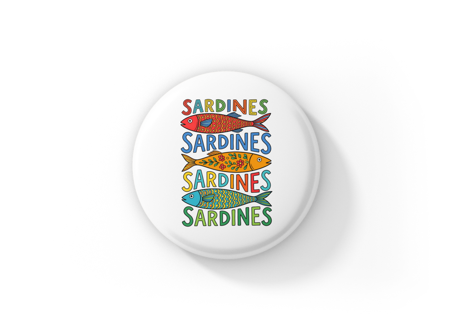 Sardine Party Pin Back Button, Magnet