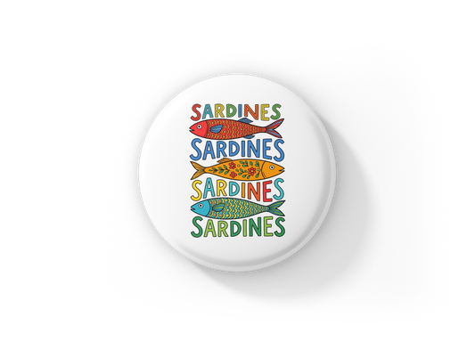 Sardine Party Pin Back Button, Magnet
