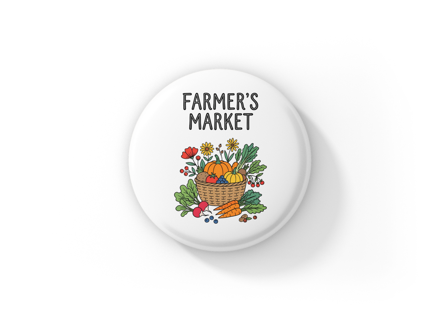 Farmers Market Pin Back Button, Magnet