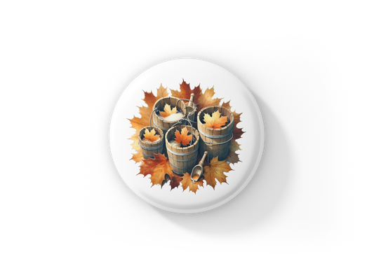 Maple Syruping Pin Back Button, Magnet