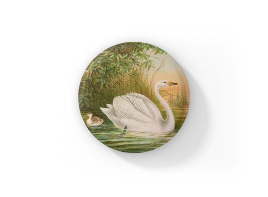 Swan Pin Back Button, Magnet, Keychain