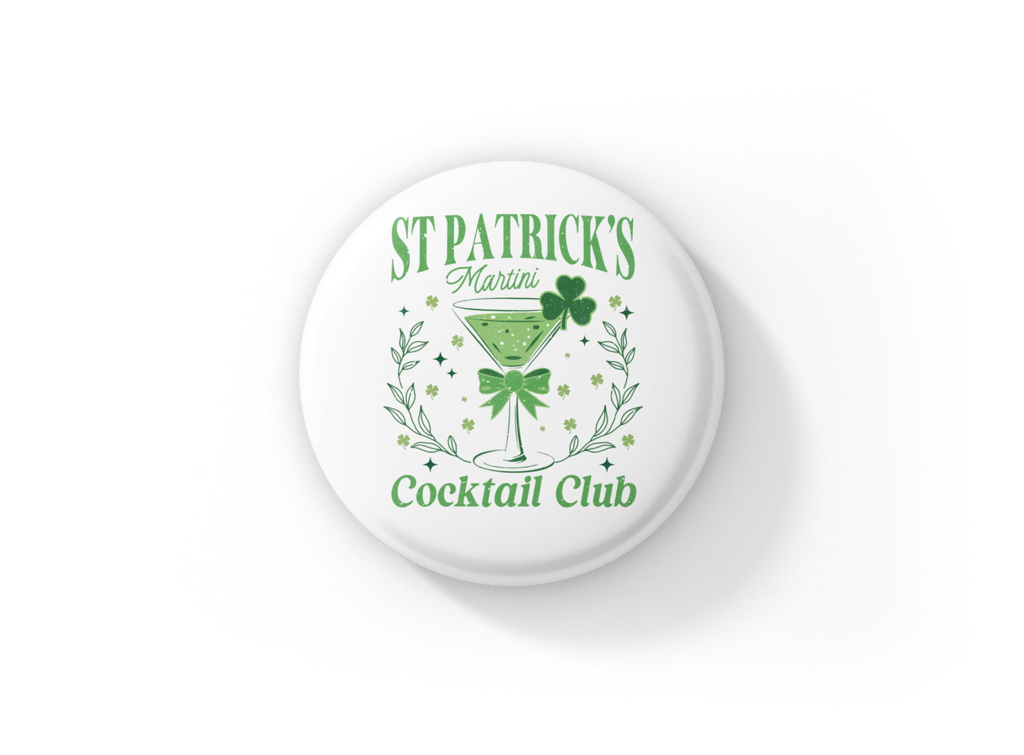 St Patricks Cocktail Club Pin Back Button, Magnet