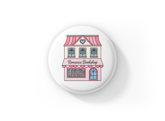 Romance Bookshop Pin Back Button, Magnet