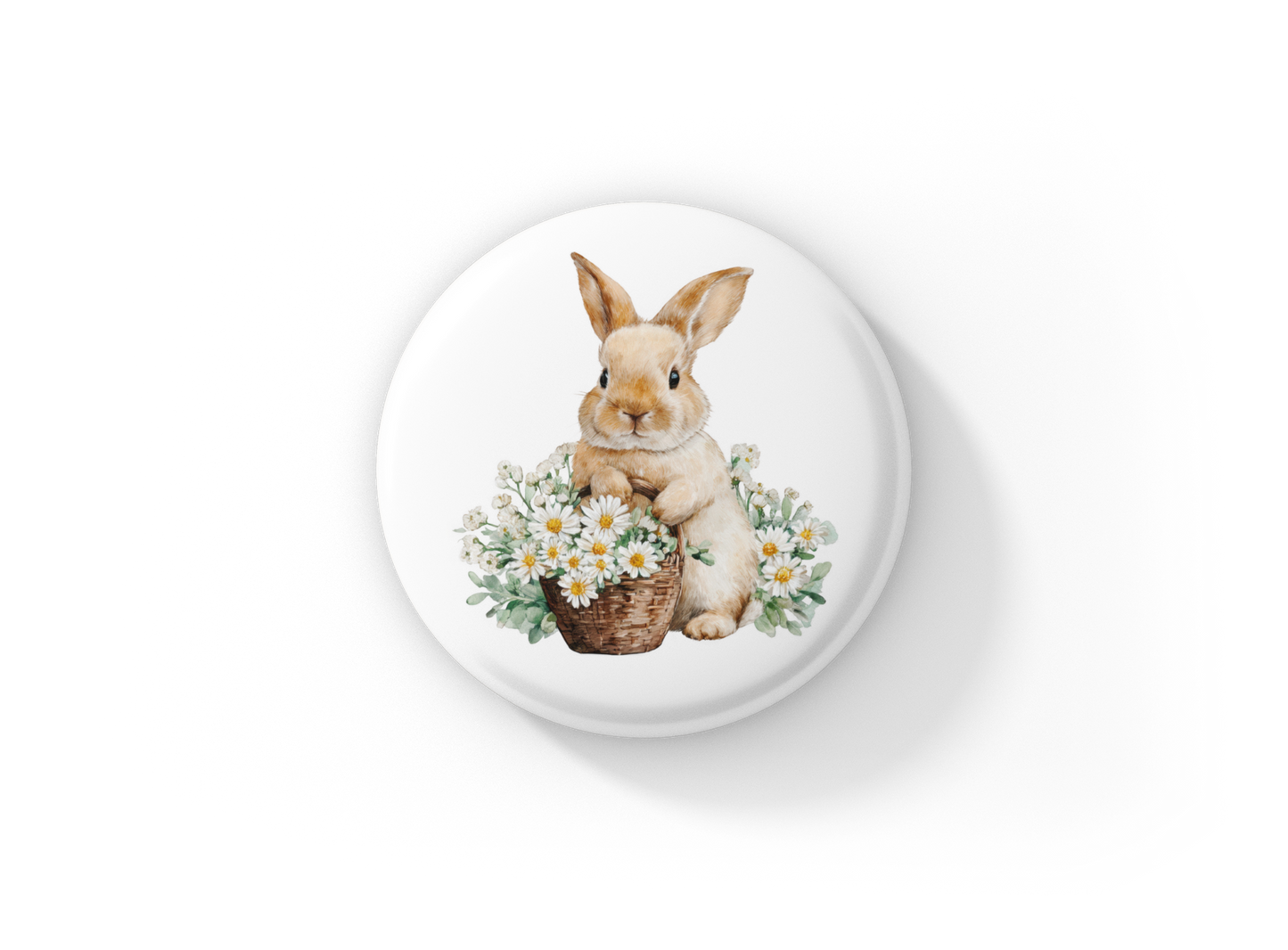 Floral Bunny 6 Pin Back Button, Magnet