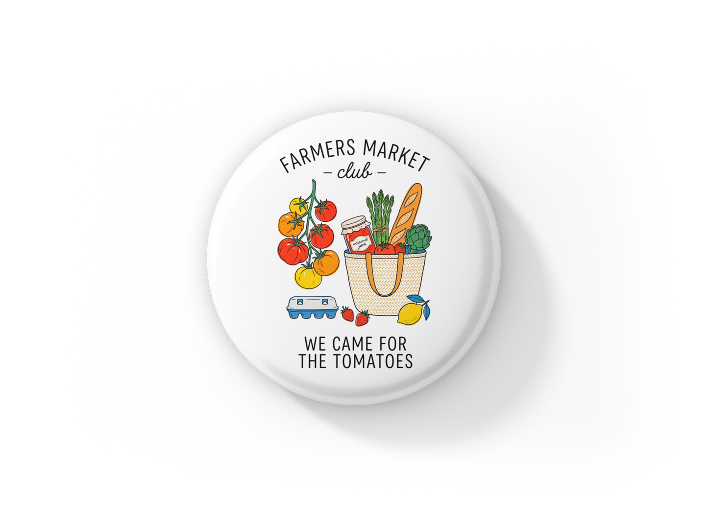 Farmers Market Club Pin Back Button, Magnet