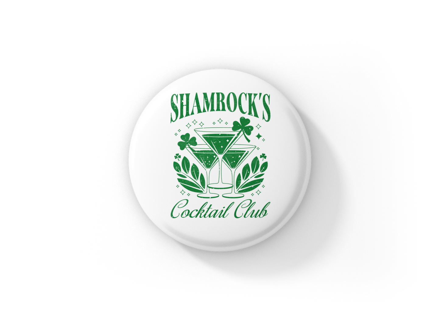 Shamrock's Cocktail Club Pin Back Button, Magnet