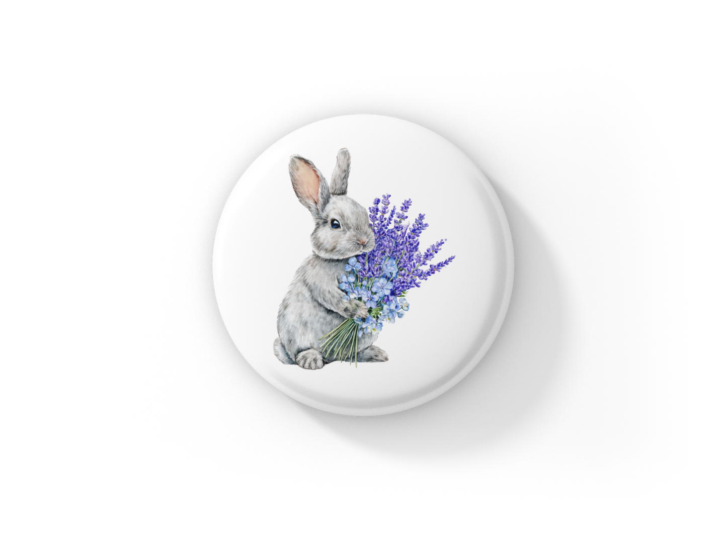 Floral Bunny 7 Pin Back Button, Magnet
