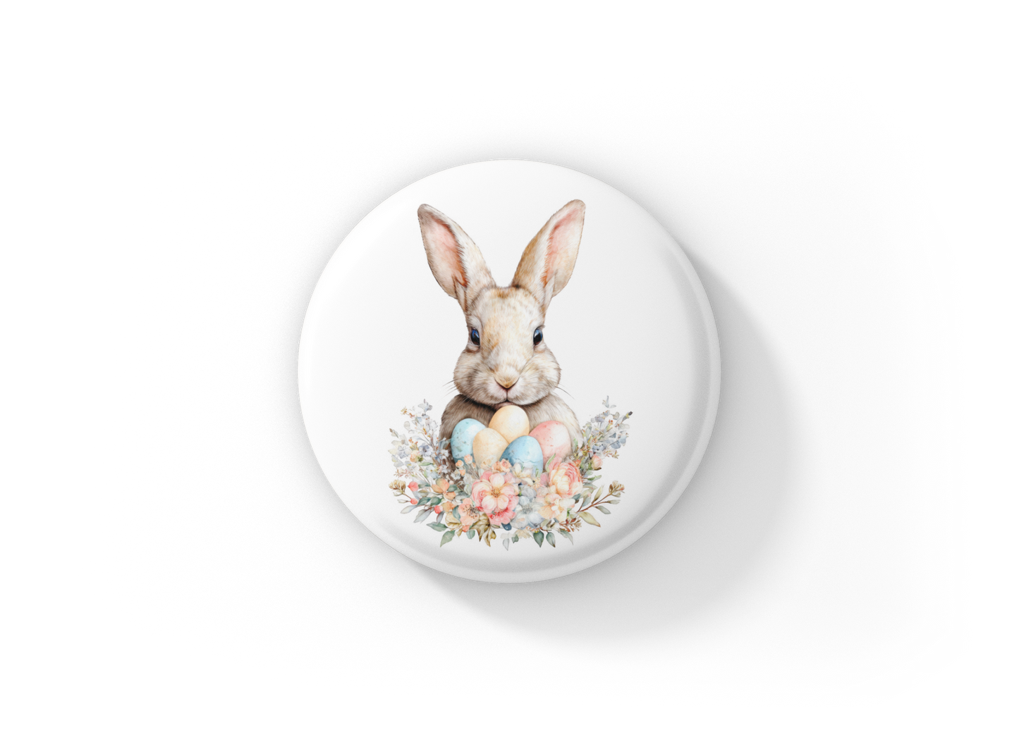 Floral Bunny 9 Pin Back Button, Magnet
