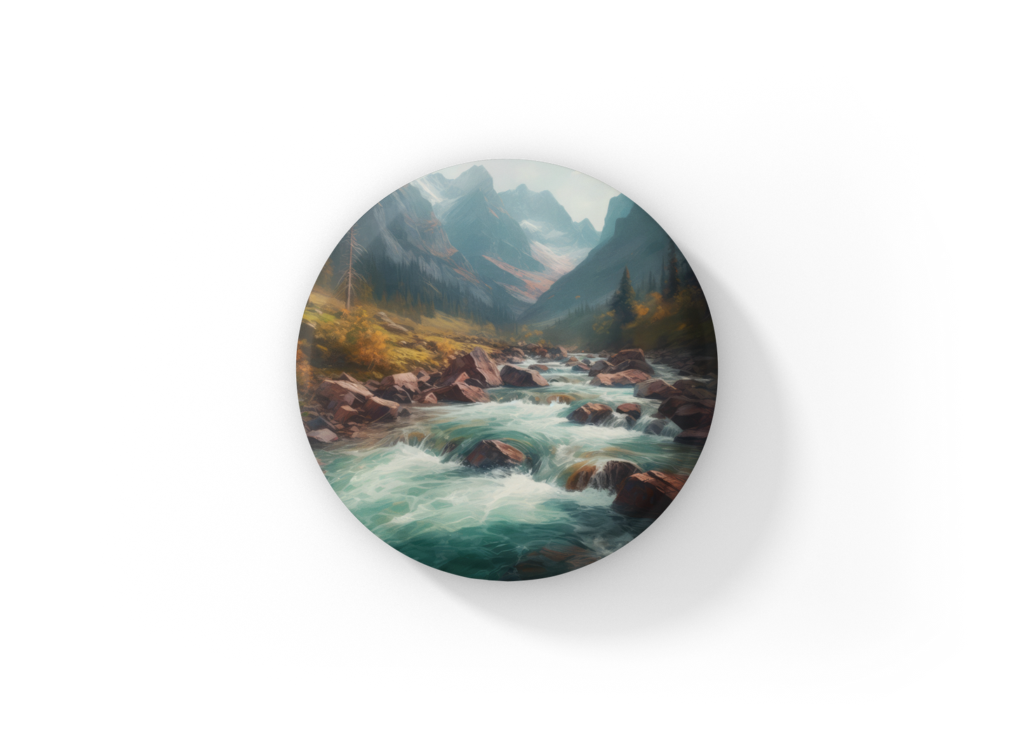 Rushing Water River 5 Pin Back Button, Magnet, Keychain