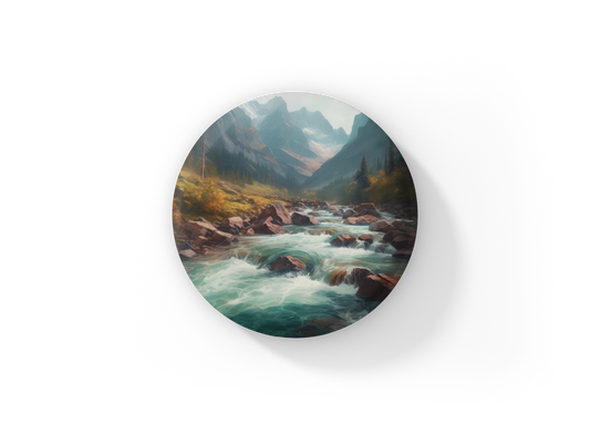 Rushing Water River 5 Pin Back Button, Magnet, Keychain