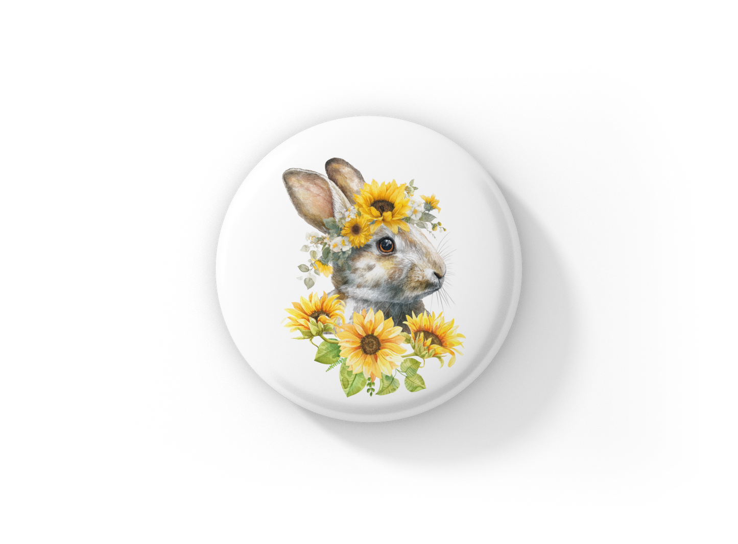 Floral Bunny 8 Pin Back Button, Magnet
