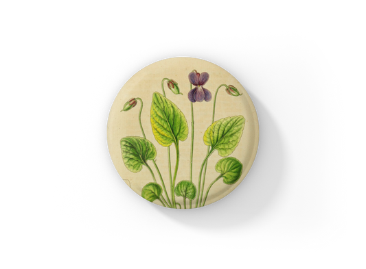 Violet Flower Pin Back Button