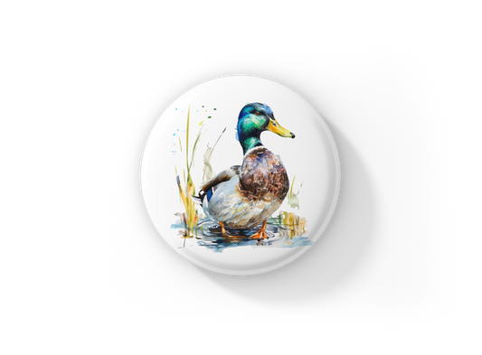 Mallard 2 Pin Back Button, Magnet