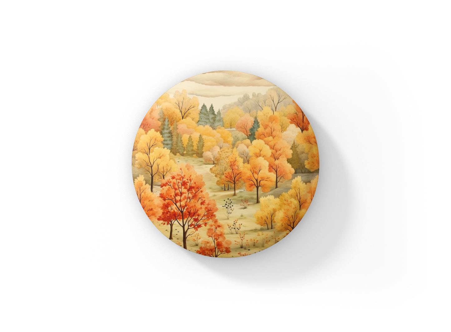 Country Fall Landscape 5 Pin Back Button, Magnet