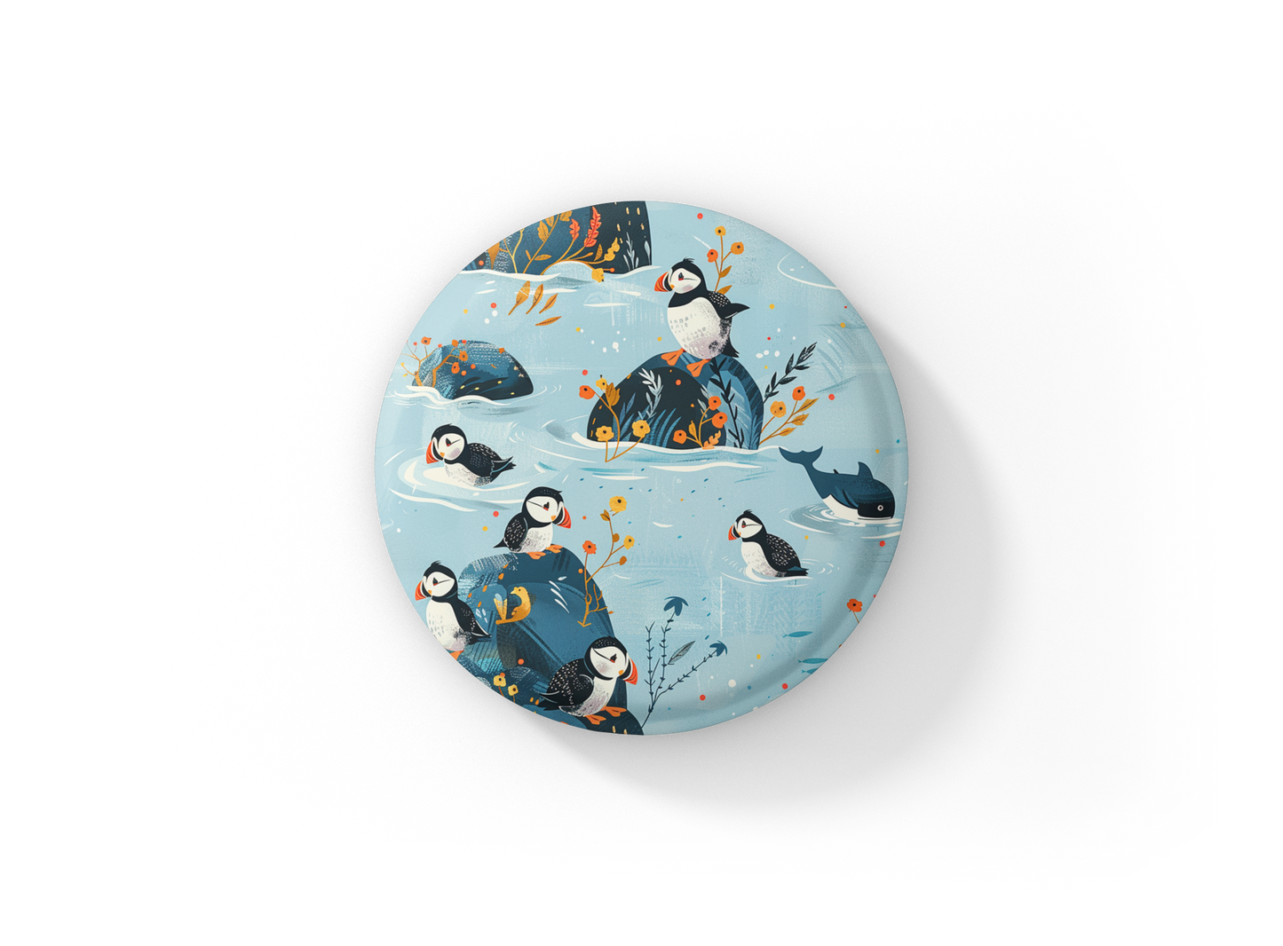 Puffin 1 Pin Back Button, Magnet