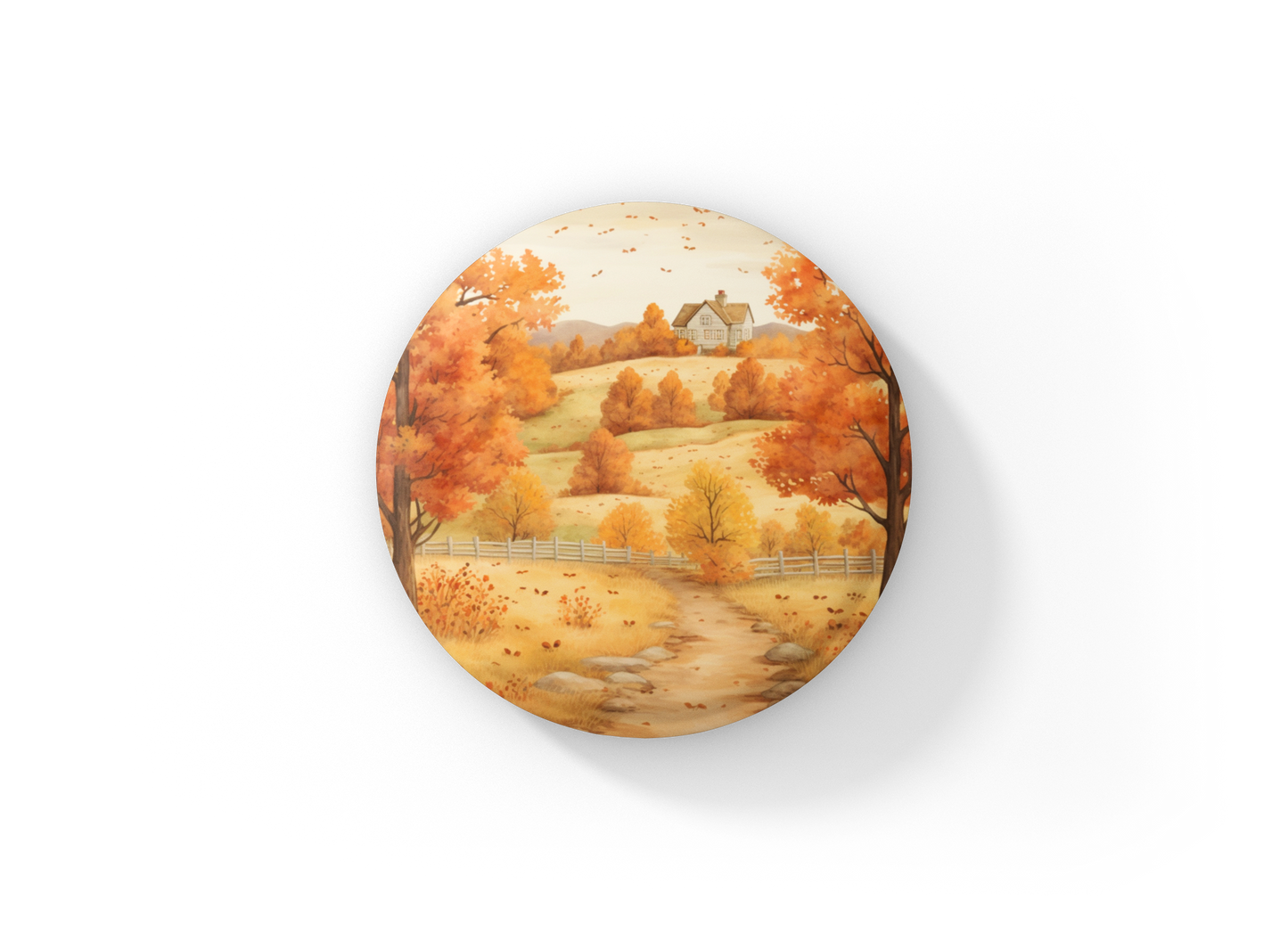 Country Fall Landscape 22 Pin Back Button, Magnet