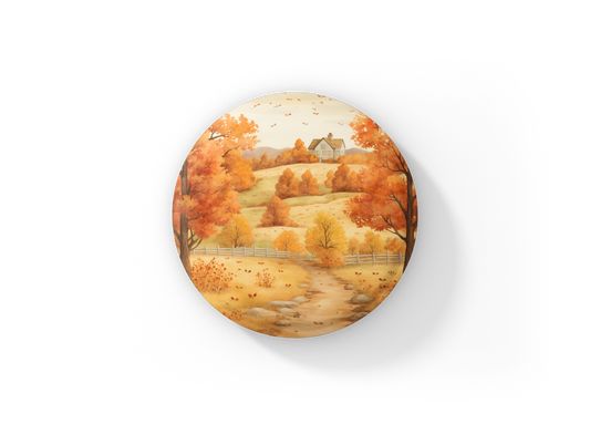 Country Fall Landscape 22 Pin Back Button, Magnet