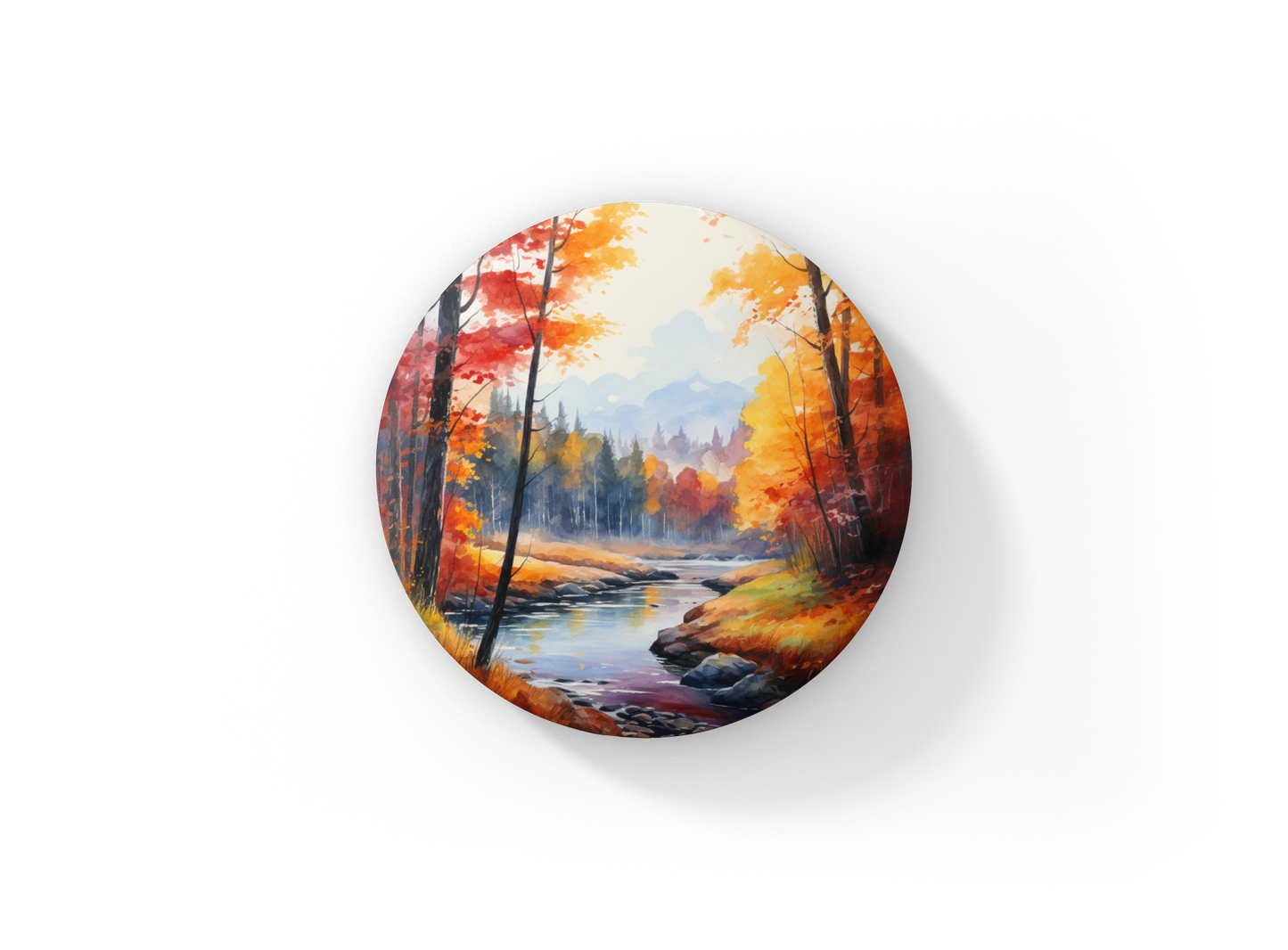Fall Landscape Pin Back Button, Magnet, Keychain