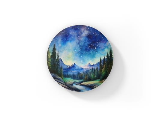Night Mountains 8 Pin Back Button, Magnet