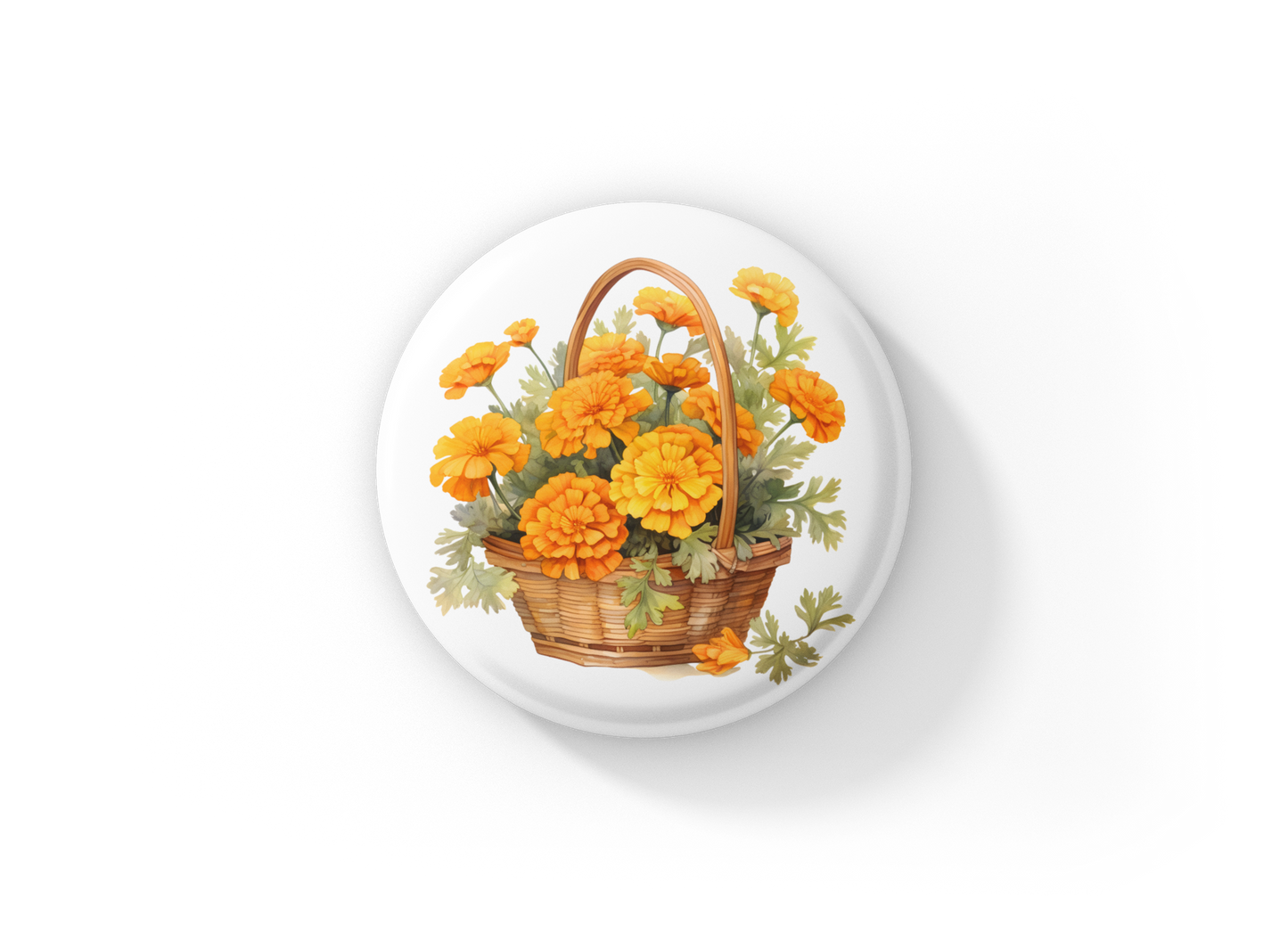Marigold 2 Pin Pin Back Button, Magnet, Keychain