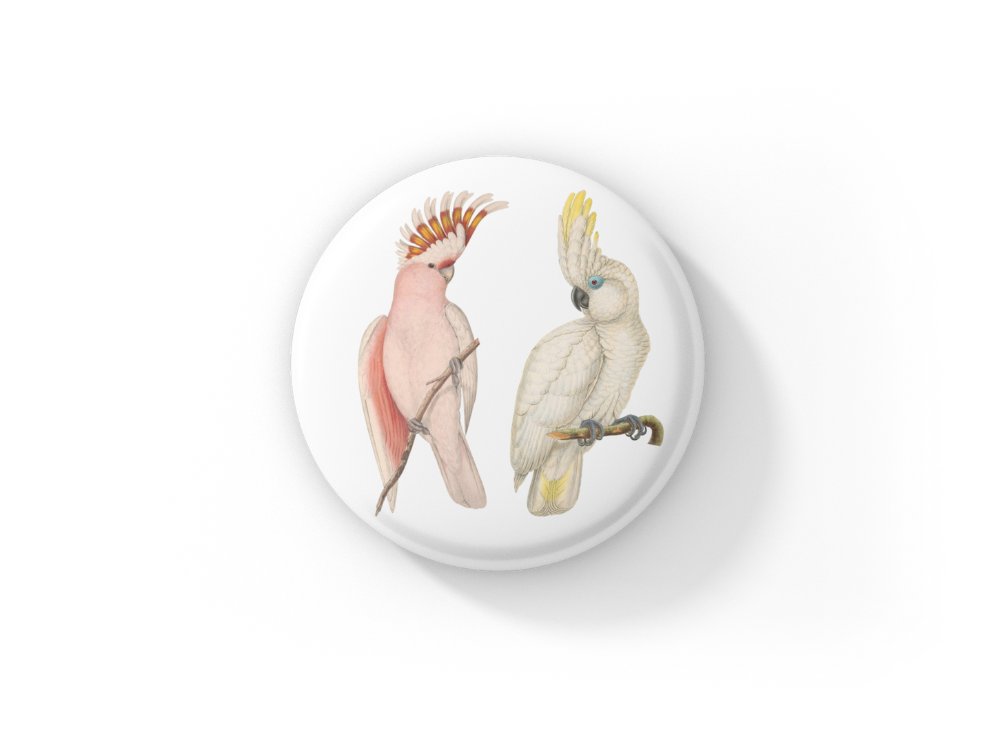 Cockatoo Pin Back Button, Magnet, Keychain