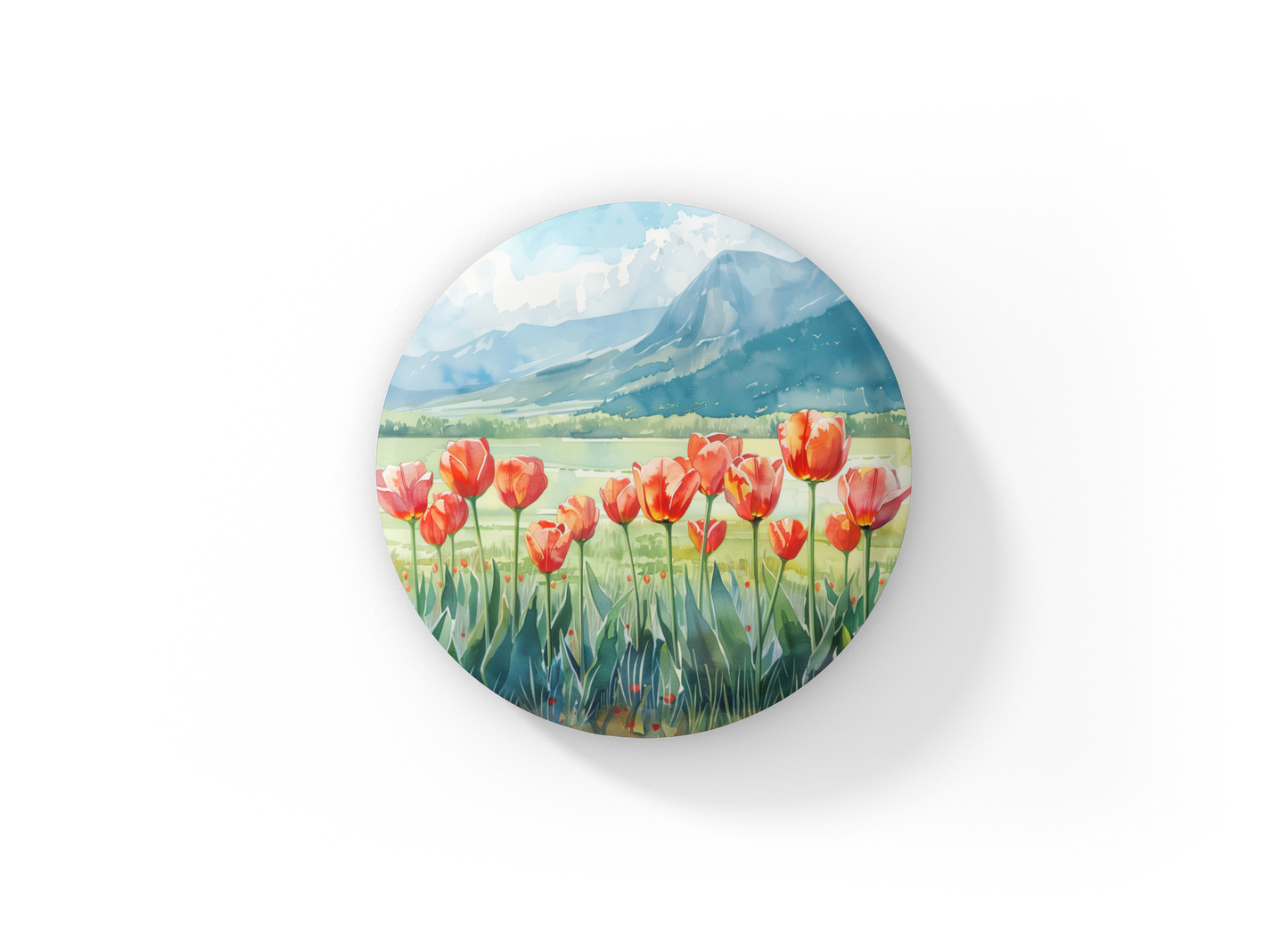 Tulip Mountain Pin Back Button, Magnet, Keychain