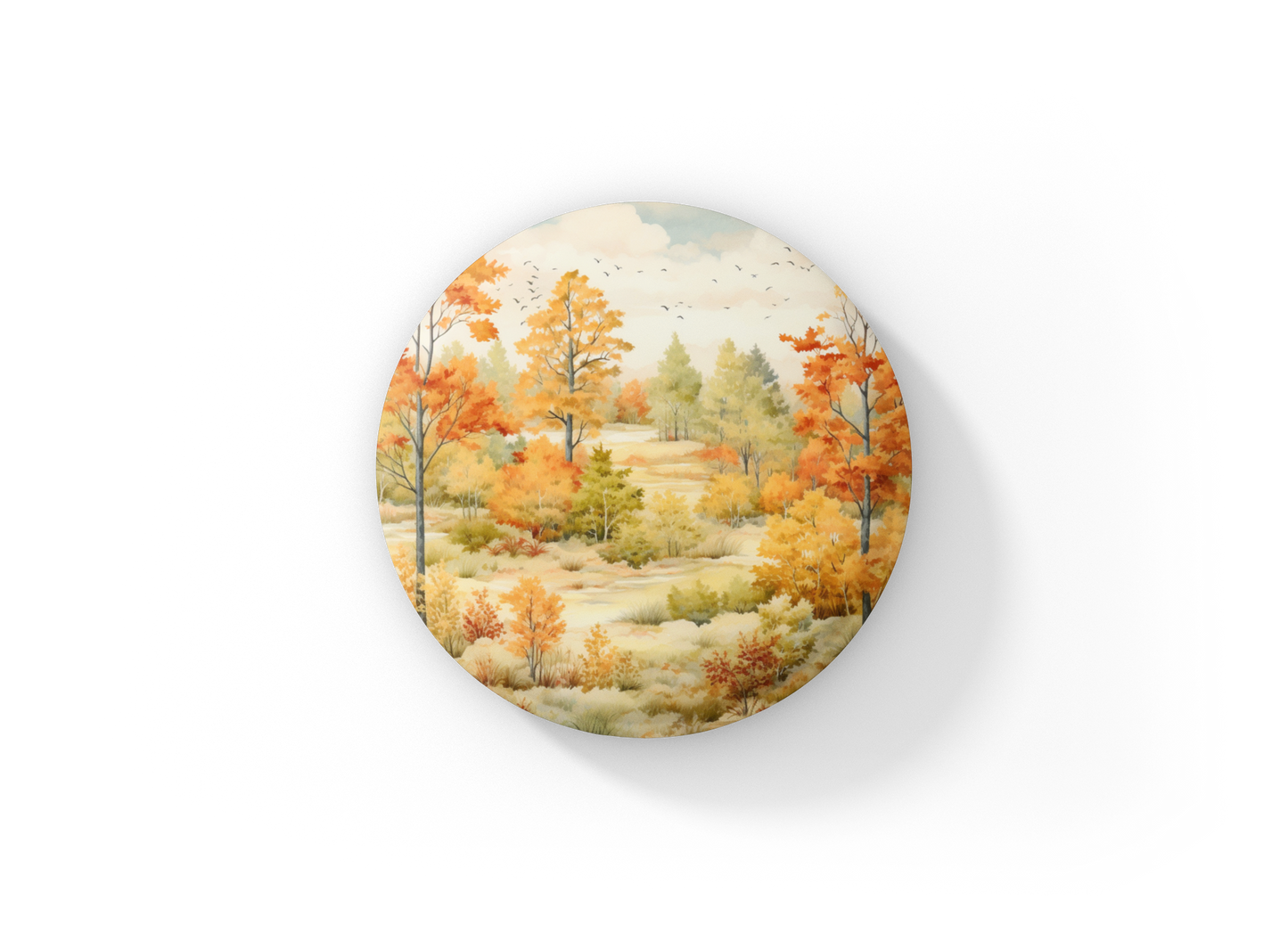 Country Fall Landscape 18 Pin Back Button, Magnet