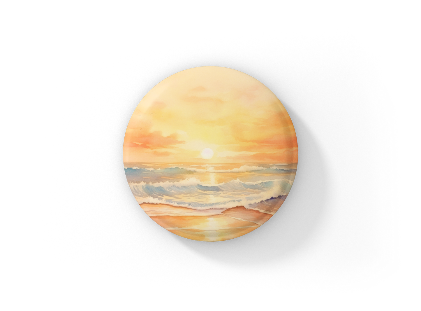 Beach Landscape 3 Pin Back Button, Magnet, Keychain