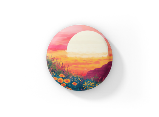 Sunset Wildflowers Pin Back Button, Magnet