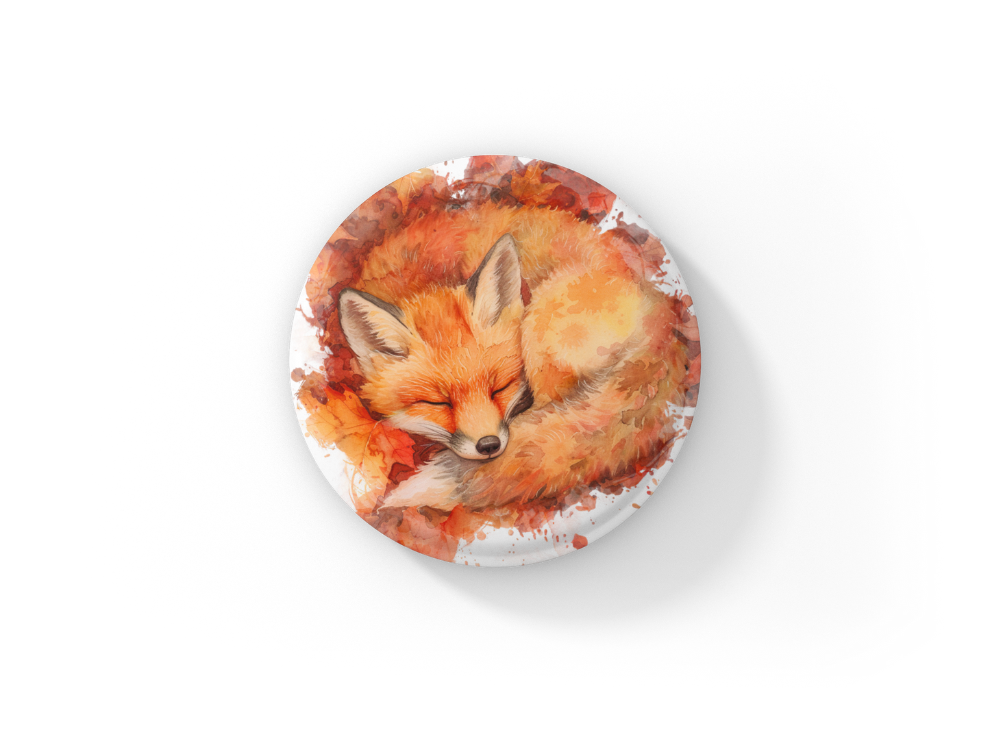 Sleeping Fox 1 Pin Back Button, Magnet