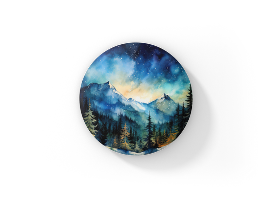Night Forest 4 Pin Back Button, Magnet
