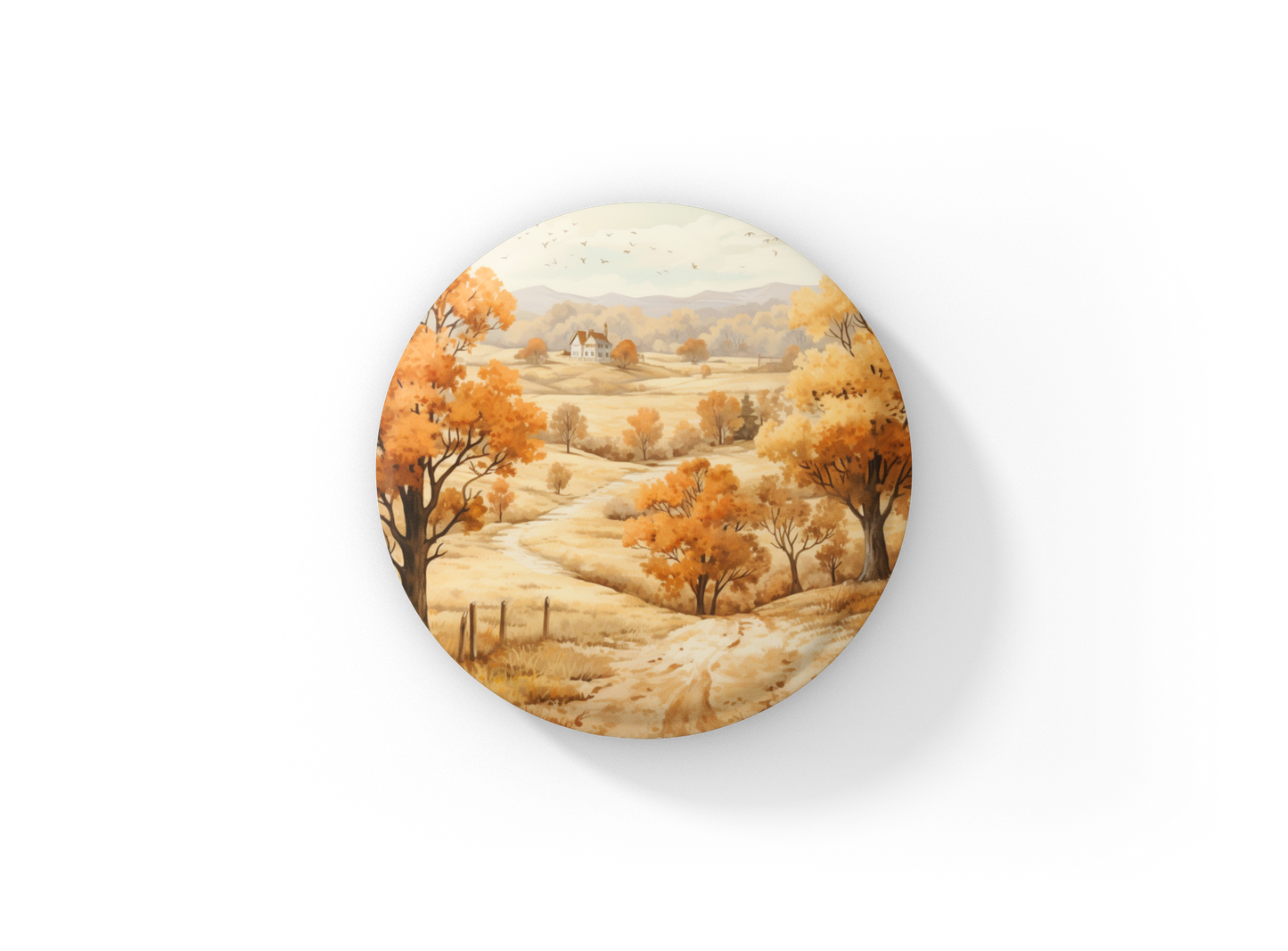 Country Fall Landscape 20 Pin Back Button, Magnet