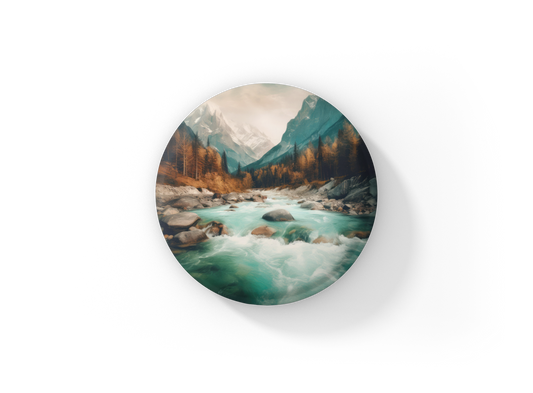 Rushing Water River 4 Pin Back Button, Magnet, Keychain