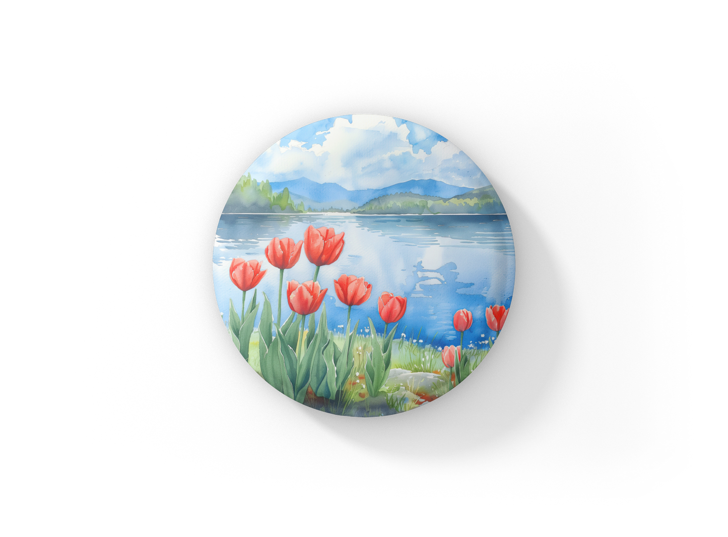 Tulip Lake Pin Back Button, Magnet, Keychain
