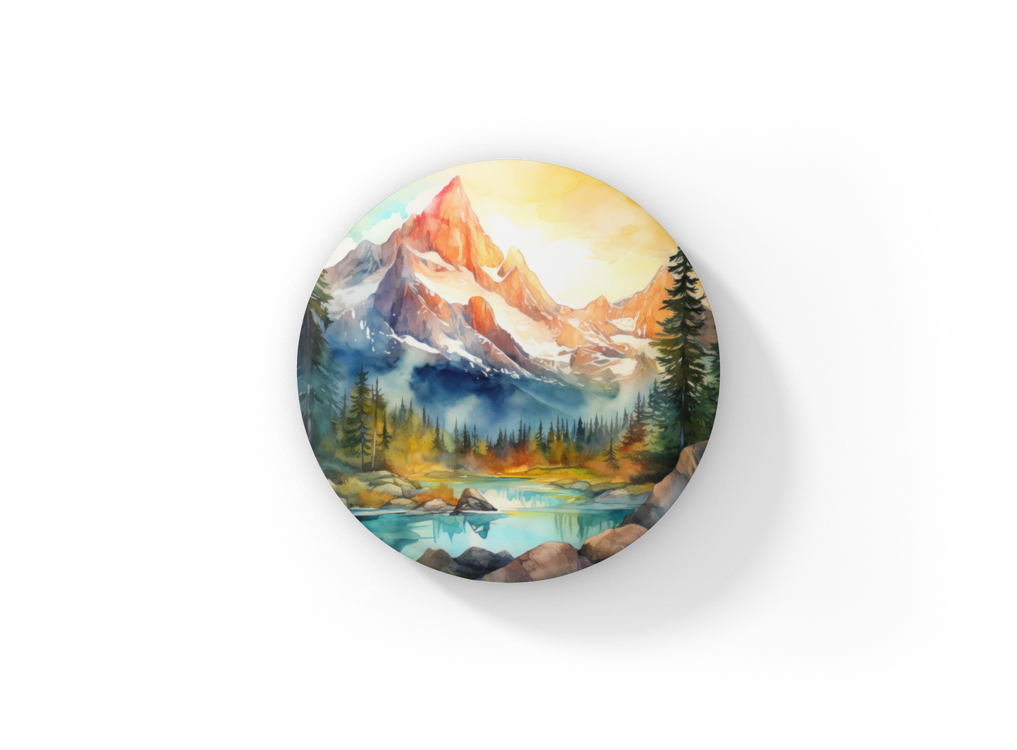 Mountain Forest 1 Pin Back Button, Magnet, Keychain