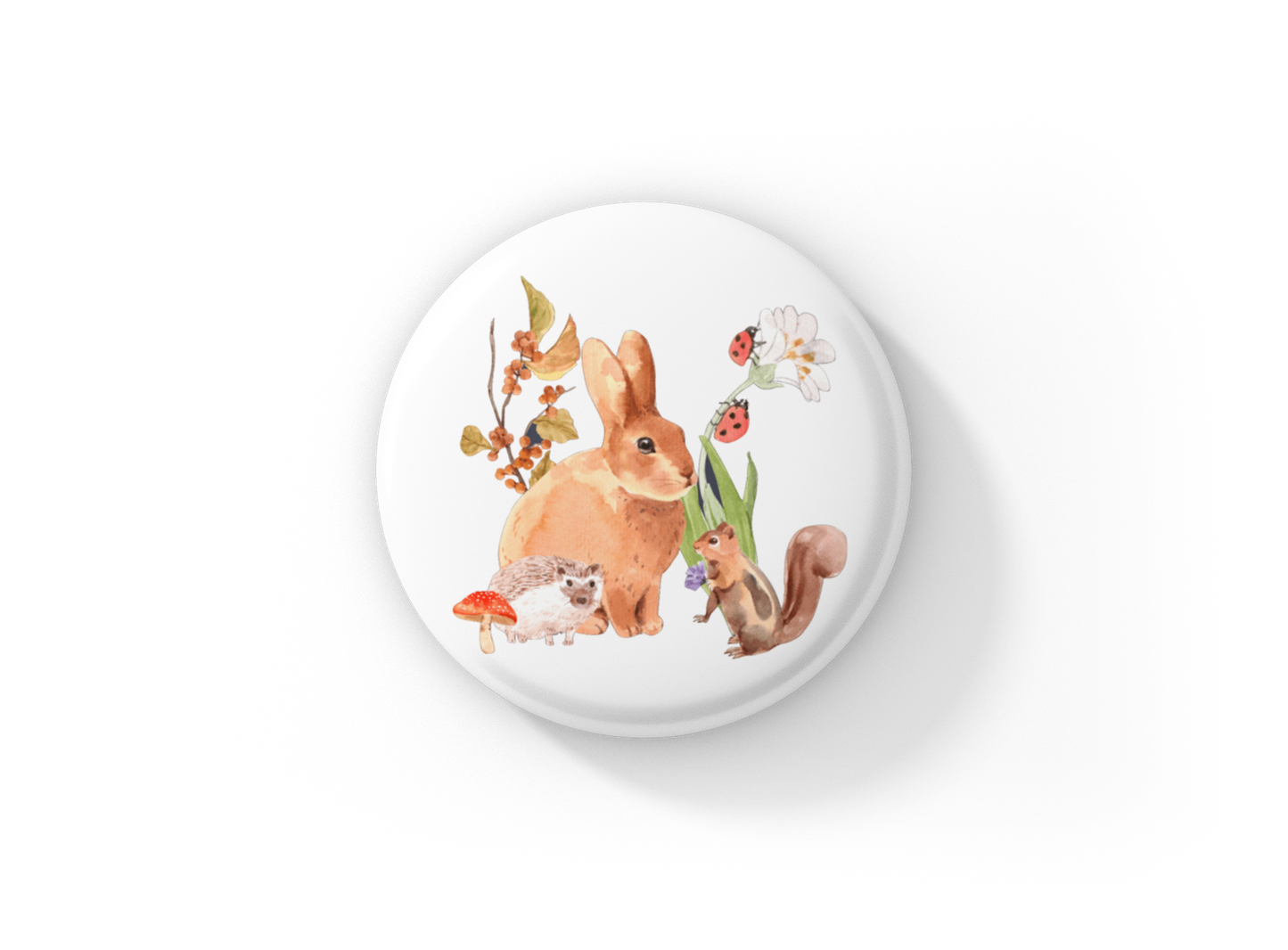 Bunny Chipmunk Pin Back Button, Magnet, Keychain