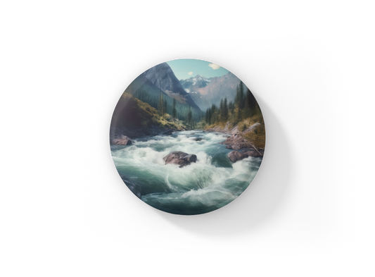 Rushing Water River 1 Pin Back Button, Magnet, Keychain