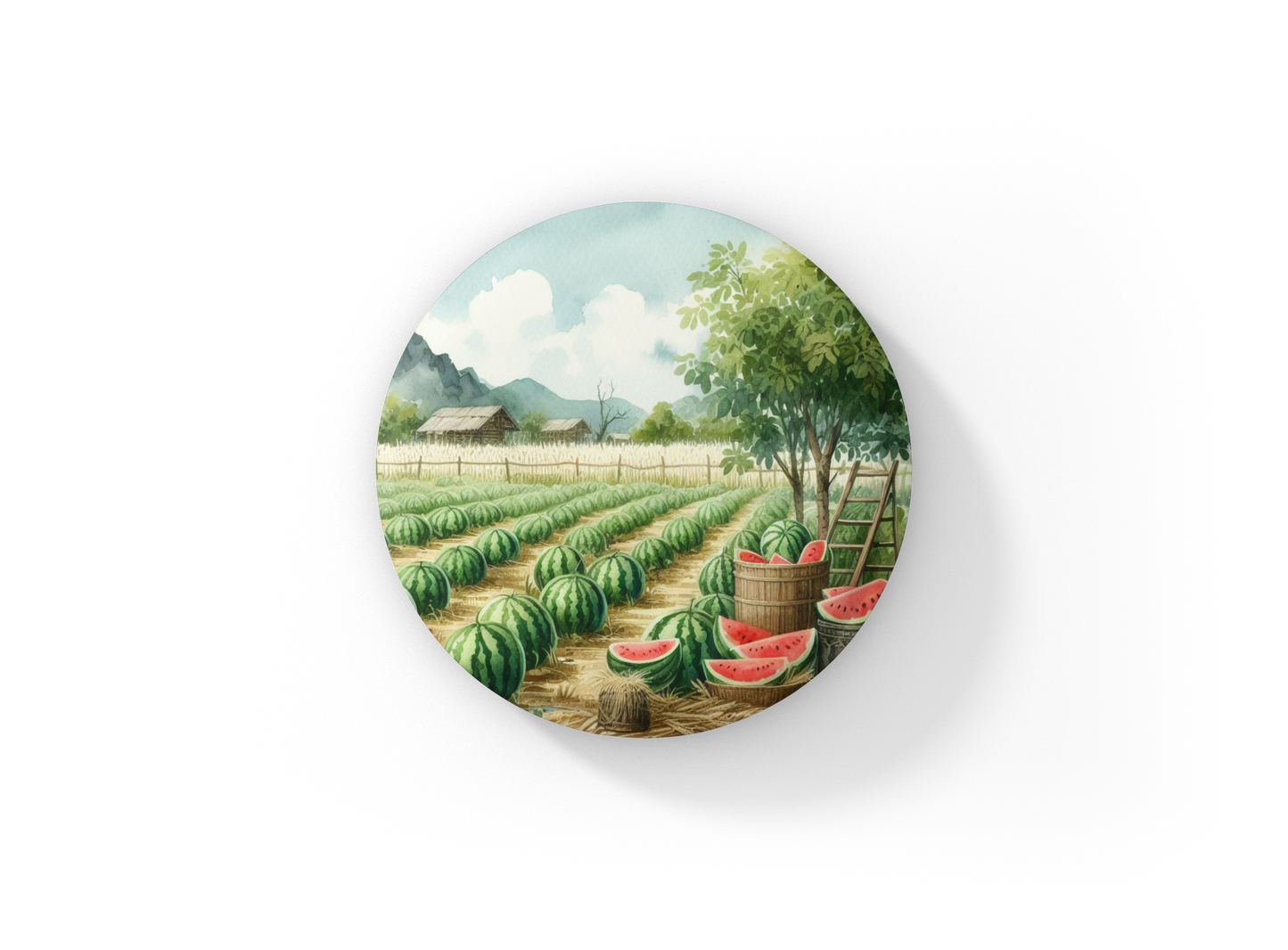 Watermelon Patch 1 Pin Back Button, Magnet