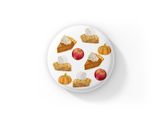 Pumpkin Apple Pie Pin Back Button, Magnet