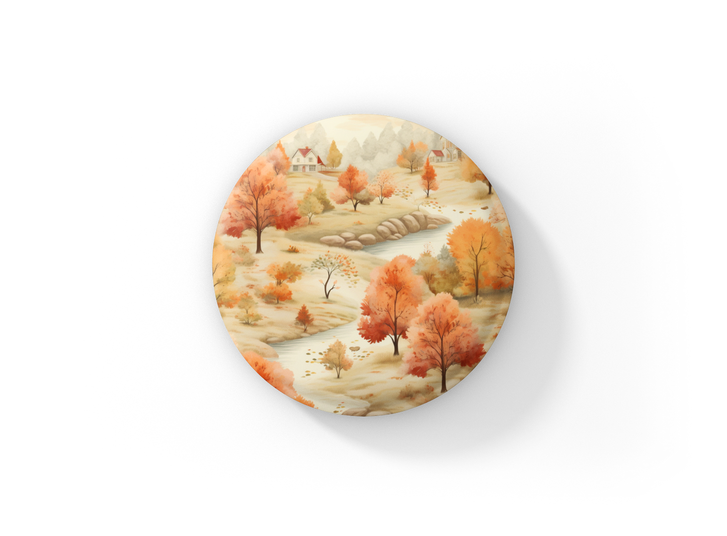 Country Fall Landscape 21 Pin Back Button, Magnet